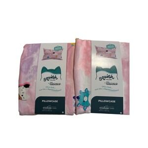 Squishmallows Ultra Soft Pillowcase Set 2 Pack Pink Tie Dye Cloud Standard King